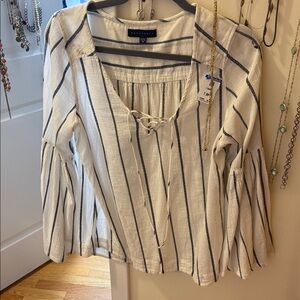 Sanctuary Ivory and Navy Striped Blouse